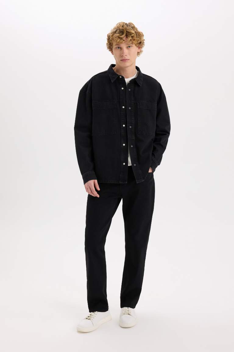 Oversize Fit Jean Long Sleeve Shirt