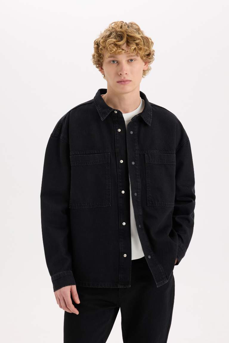 Chemise oversize en jean à manches longues