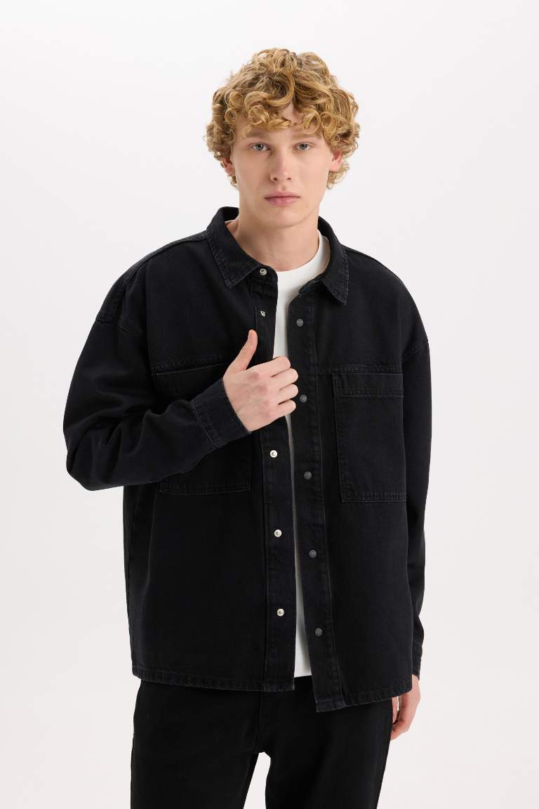 Oversize Fit Jean Long Sleeve Shirt