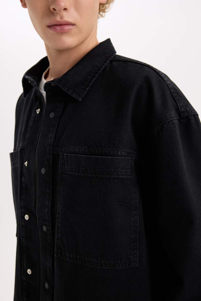 Chemise oversize en jean à manches longues