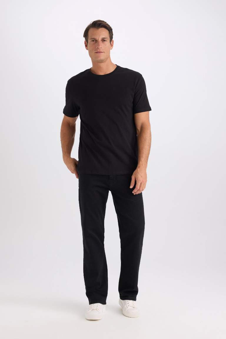 %100 Pamuk New Regular Fit Bisiklet Yaka Basic Düz Kısa Kollu Tişört