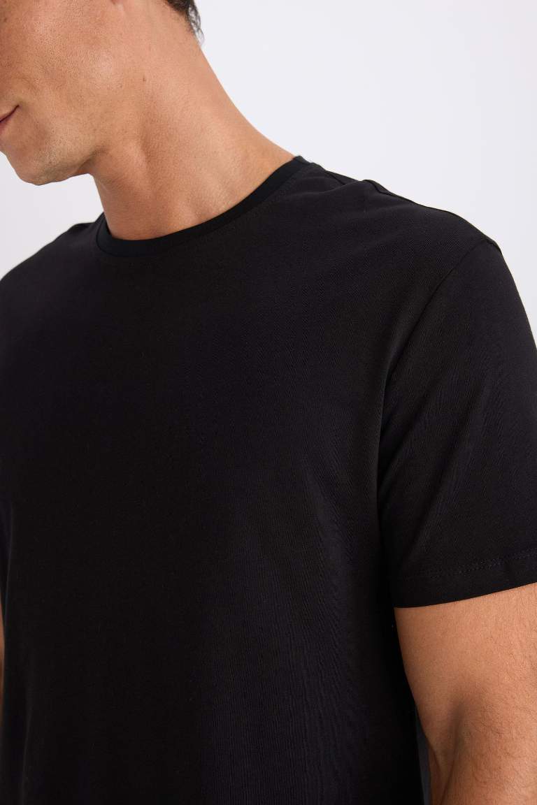 %100 Pamuk New Regular Fit Bisiklet Yaka Basic Düz Kısa Kollu Tişört