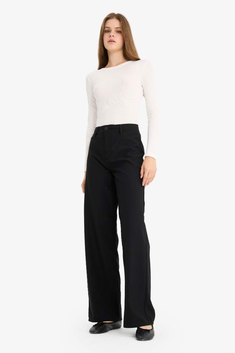 Straight Fit Regular Waist Standard Length Trousers