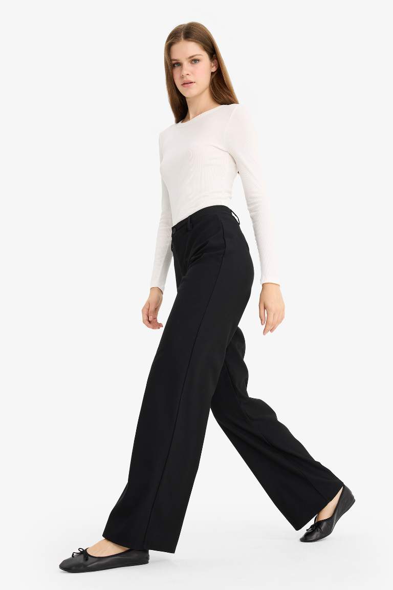 Straight Fit Regular Waist Standard Length Trousers
