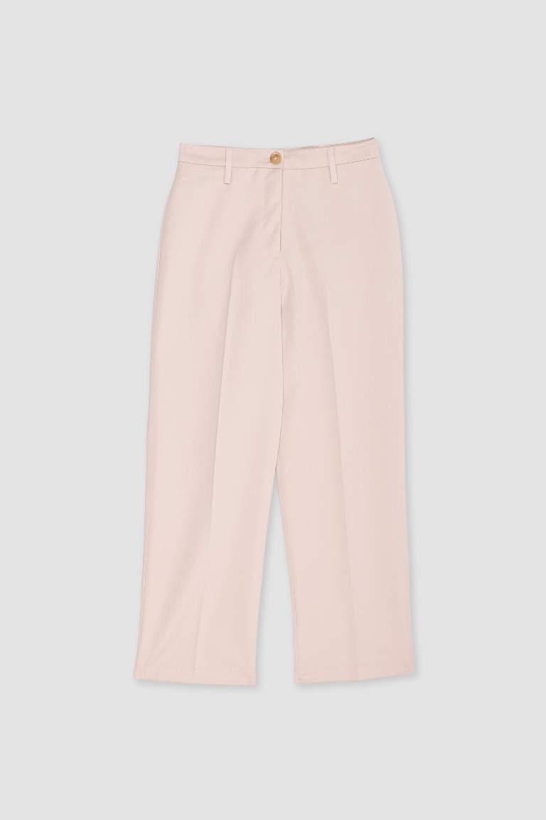 Normal Waist Standard Length Wide Leg Trousers