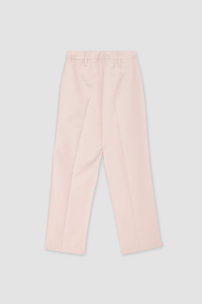 Normal Waist Standard Length Wide Leg Trousers