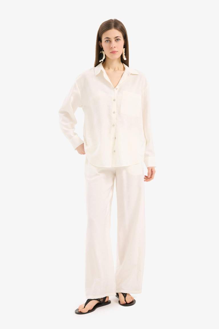Regular Fit Beli Lastikli Plaj Pantolonu-Fall in Love