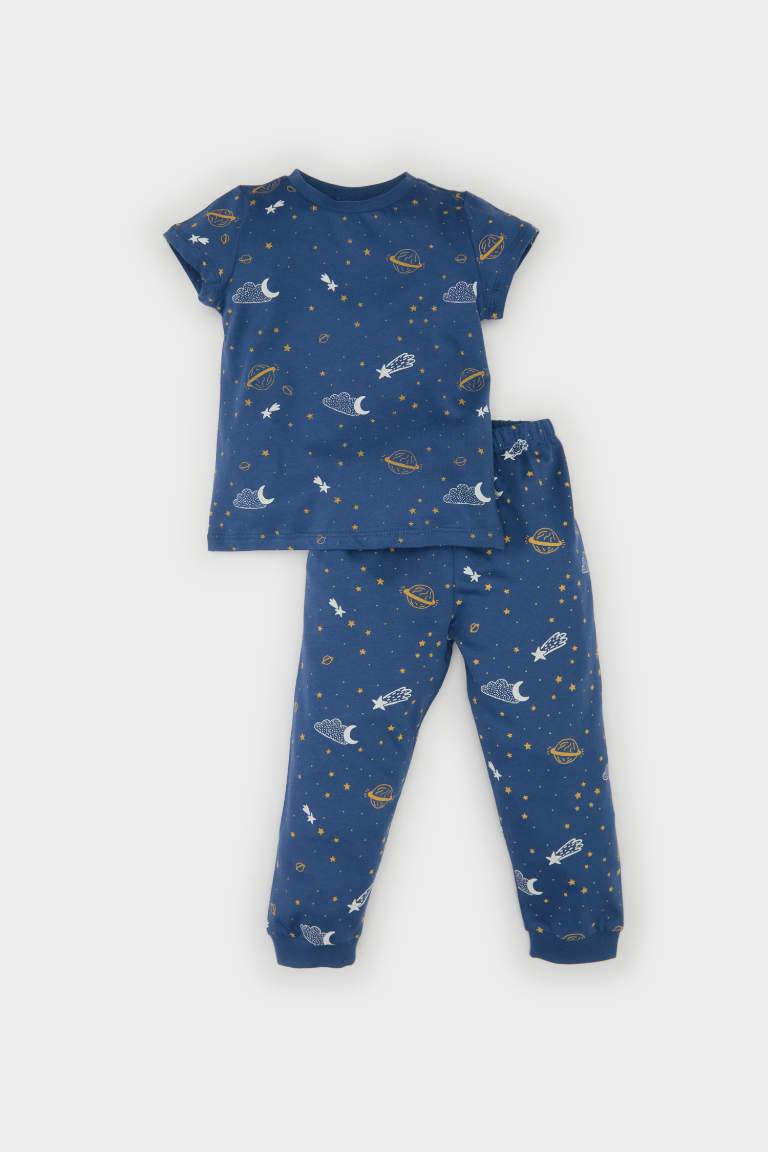 Baby Boy Star Patterned Cotton 2 Piece Pajama Set