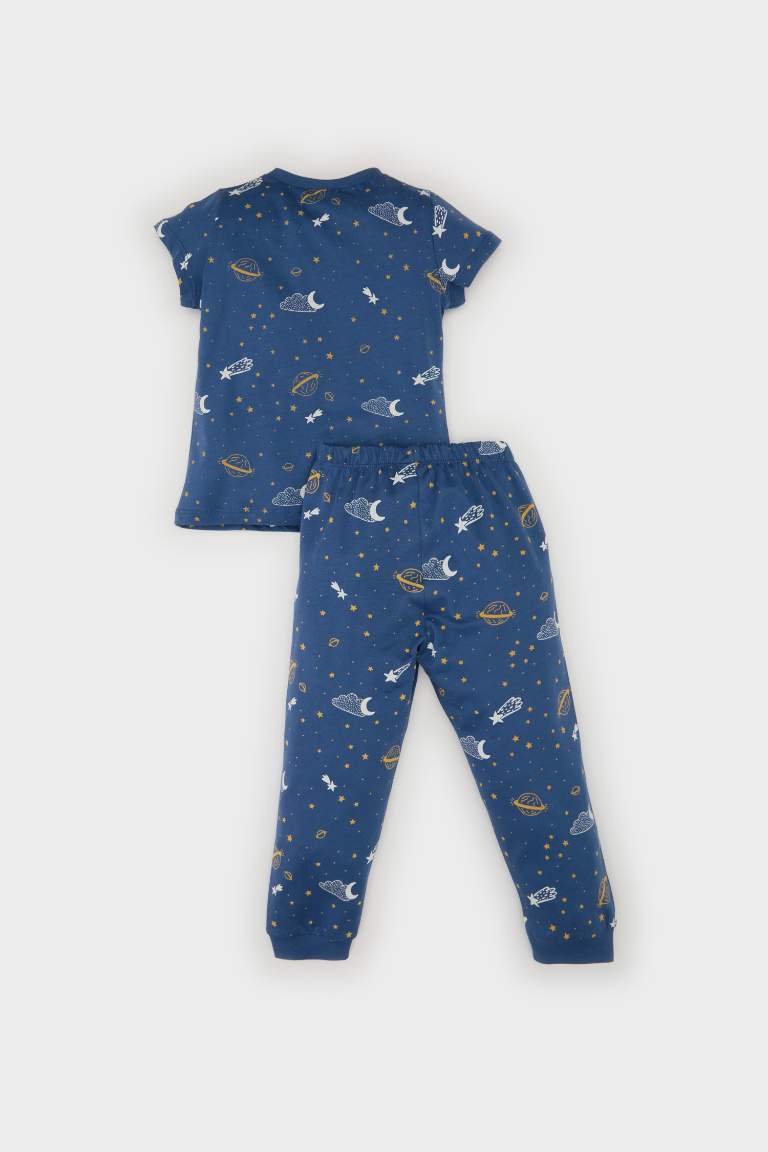 Baby Boy Star Patterned Cotton 2 Piece Pajama Set