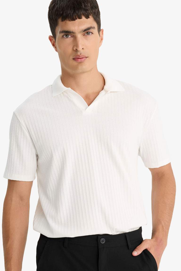 Regular Fit Krinkıl Polo Yaka Kısa Kollu Tişört