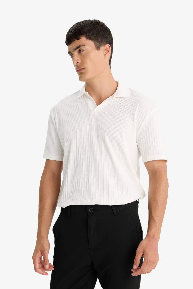 Regular Fit Krinkıl Polo Yaka Kısa Kollu Tişört