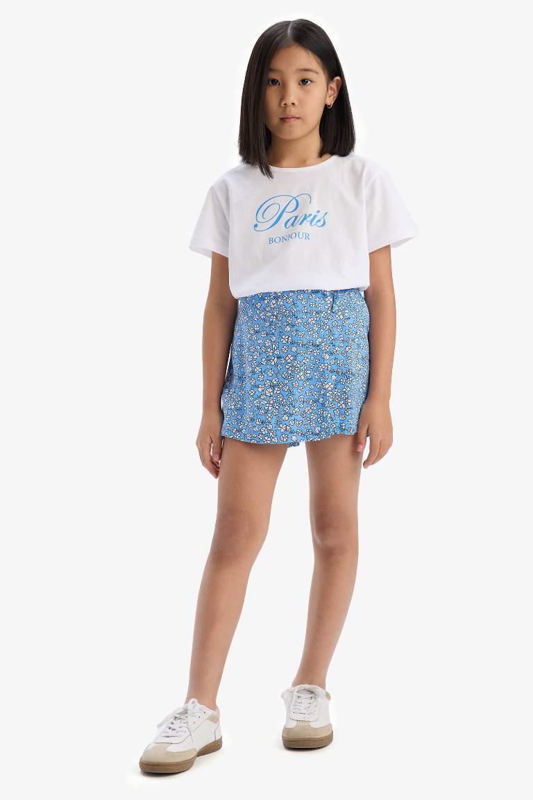 Girl T-Shirt and Floral Skort 2 Piece Set