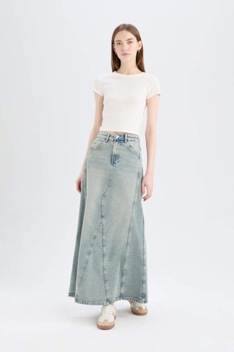 Джинсовая юбка Long Fit, очень длинная