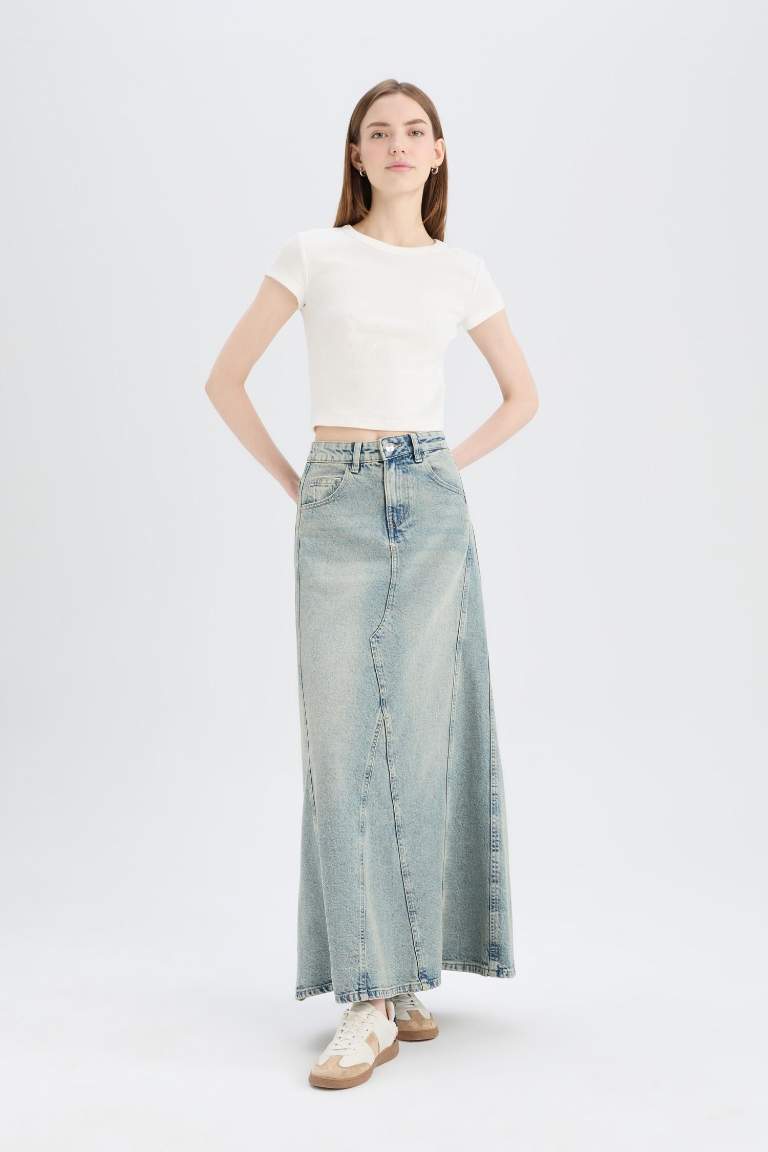 Джинсовая юбка Long Fit, очень длинная