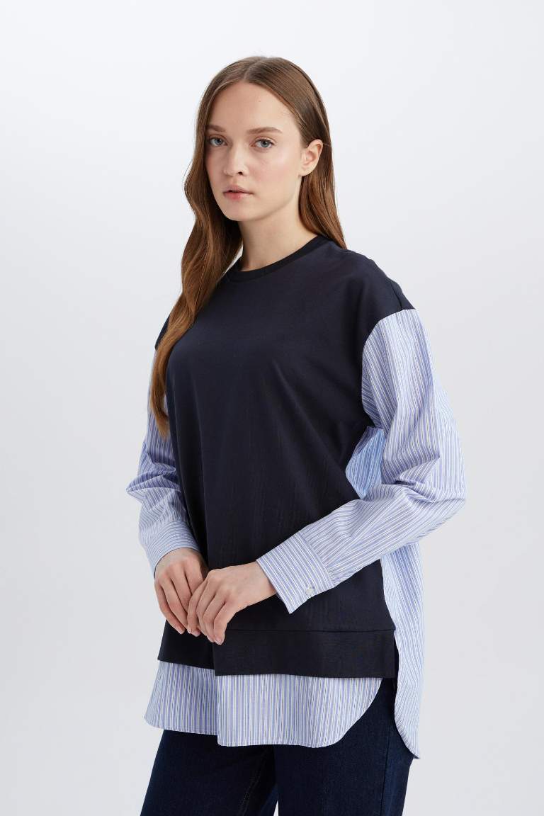 Sweatshirt Chemise à rayures et col rond