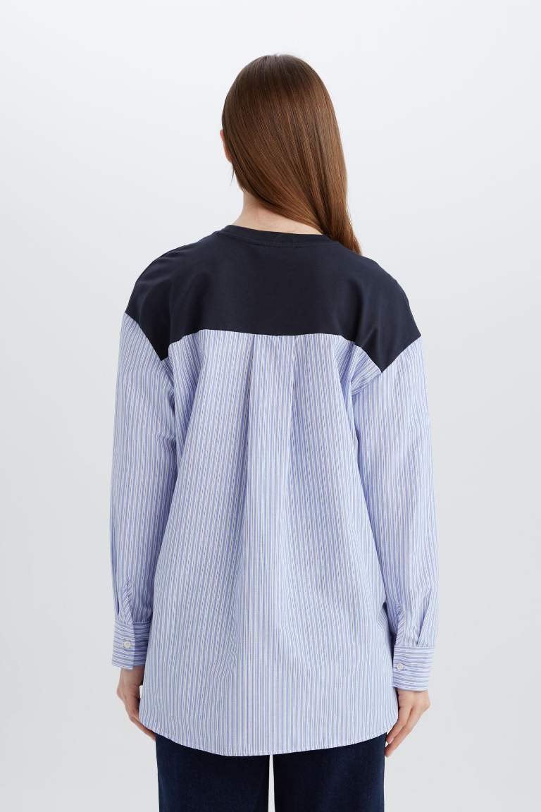 Crew Neck Striped Sweat Tunic