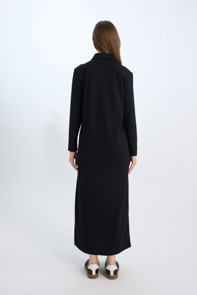 Robe longue à manches longues et col chemise Coupe régulière