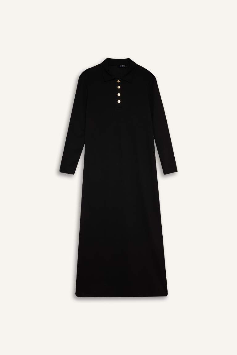 Robe longue à manches longues et col chemise Coupe régulière