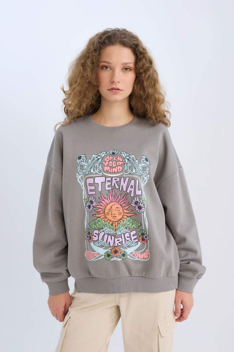 Sweatshirt Coupe large Col rond à manches longues