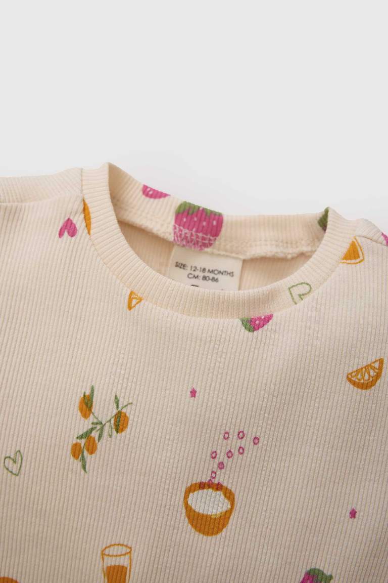 Baby Girl Fruit Printed Corduroy Camisole 2 Piece Pajama Set