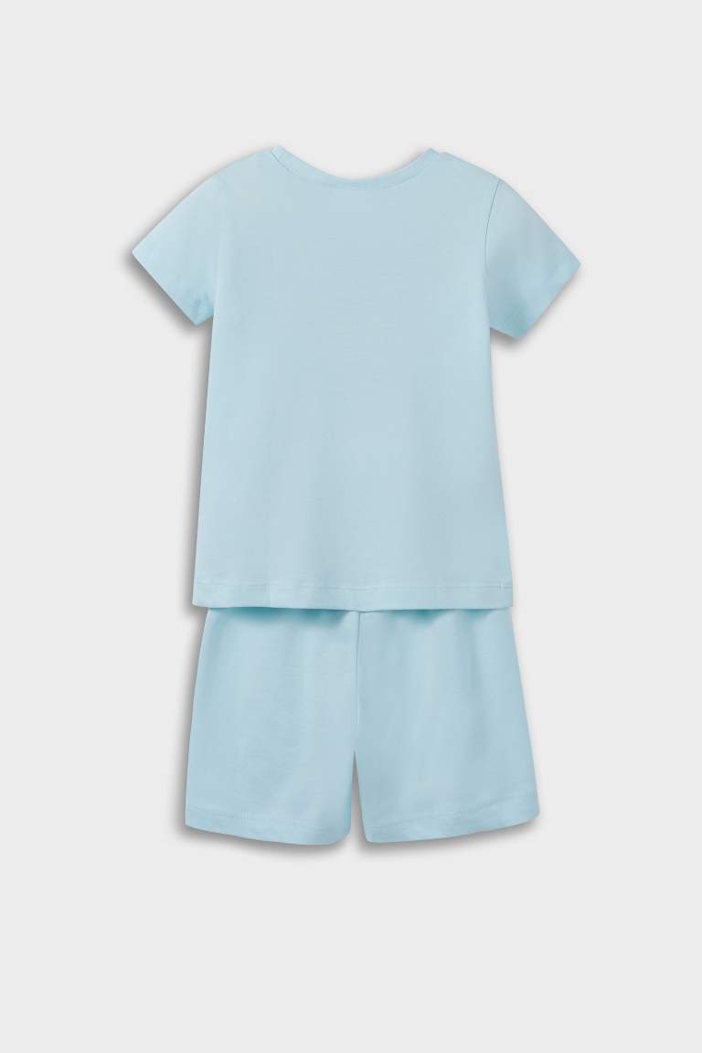 Kız Bebek Pijama Takımı Anime Baskılı Kısa Kollu Penye Üst Beli Lastikli Şort