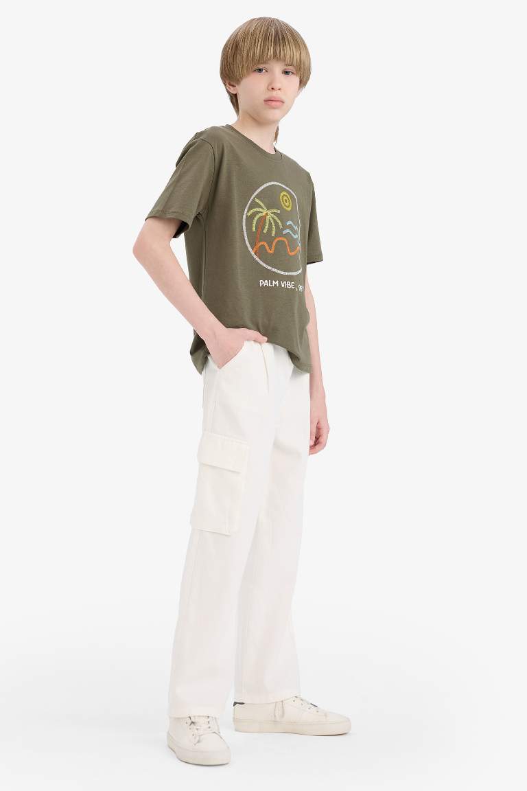 Boy Wide Leg Standard Leg Gabardine Trousers