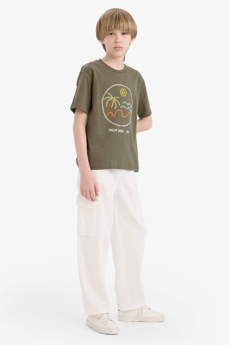 Boy Wide Leg Standard Leg Gabardine Trousers