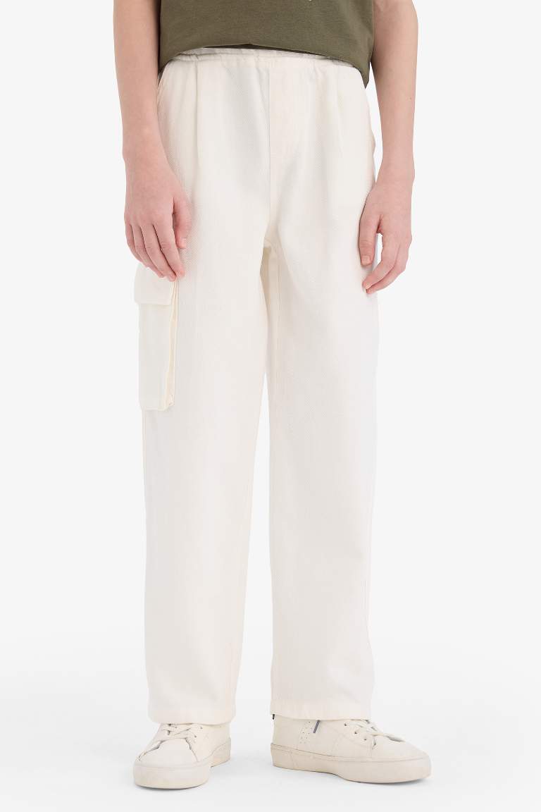 Boy Wide Leg Standard Leg Gabardine Trousers