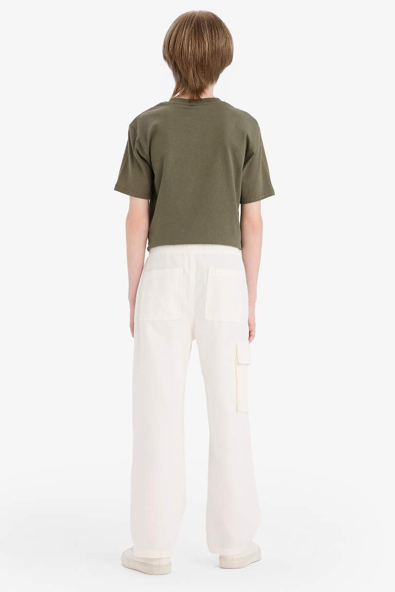 Boy Wide Leg Standard Leg Gabardine Trousers