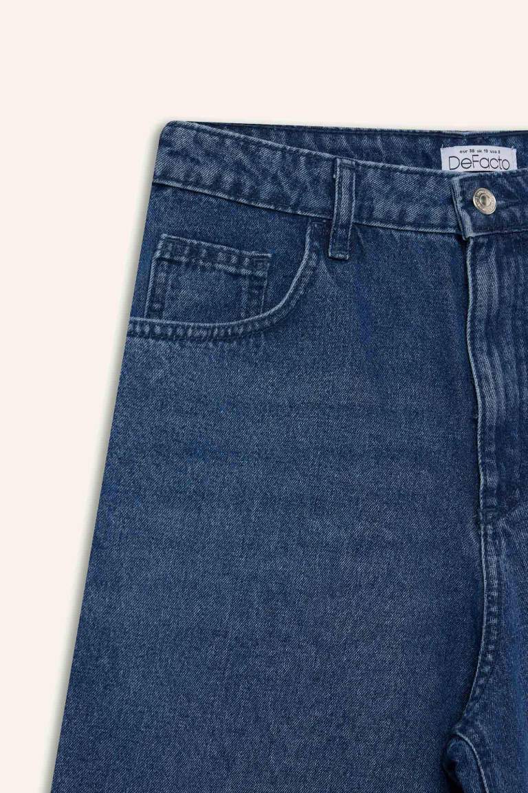 Yüksek Bel Jean Bermuda Şort