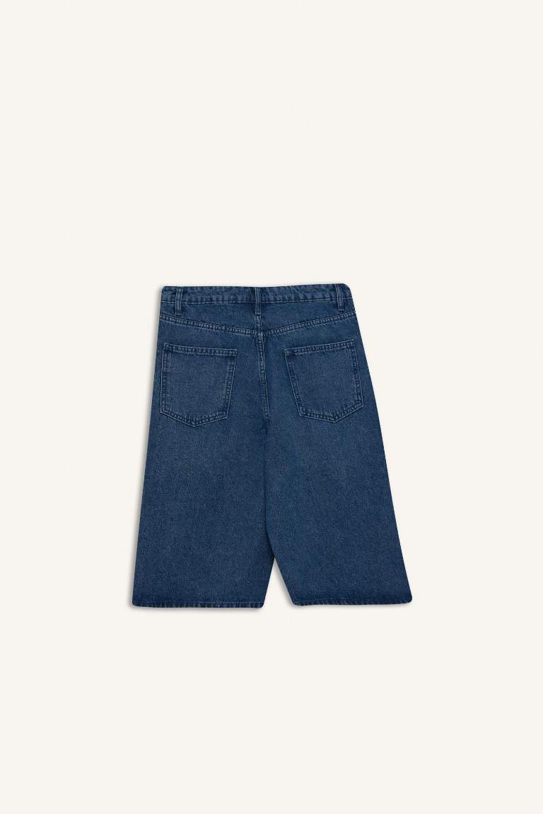 Yüksek Bel Jean Bermuda Şort