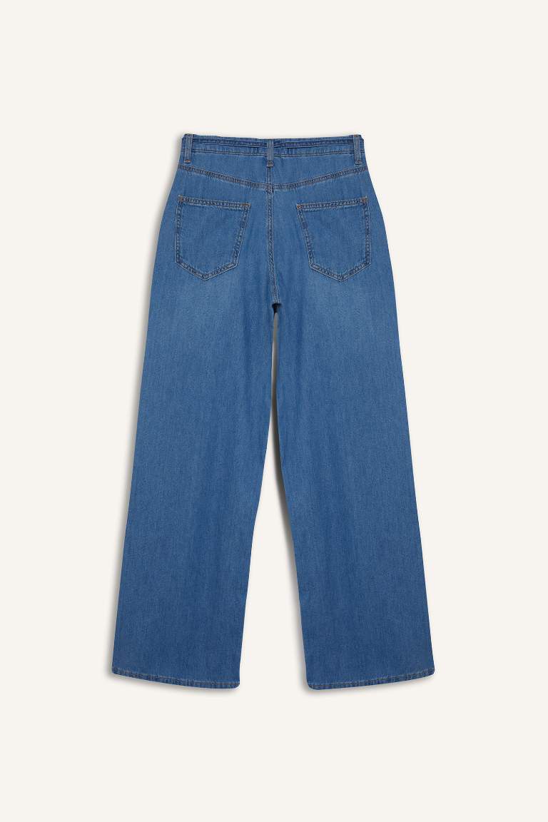 Wide Leg Yüksek Bel Geniş Paça Uzun Yumuşak Jean Pantolon