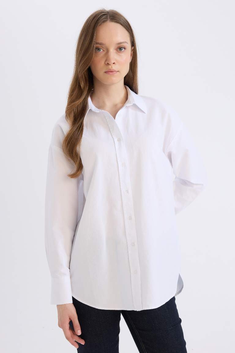 Tunique chemise Oxford à manches longues Coupe décontractée