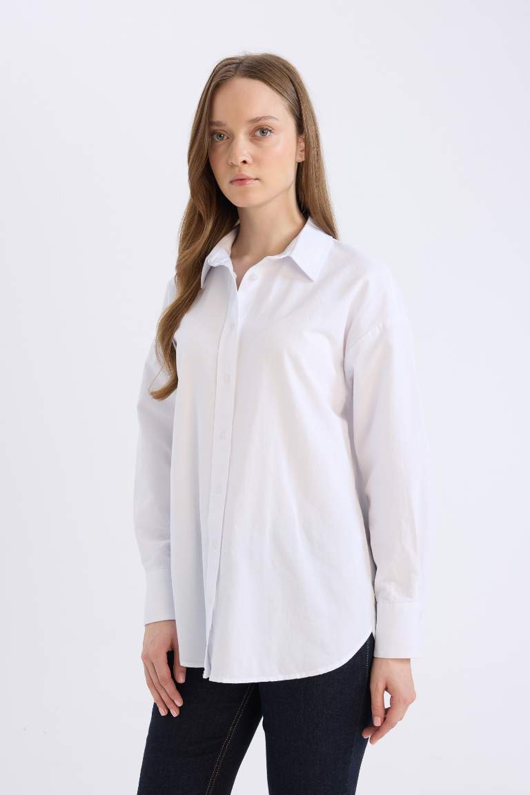 Tunique chemise Oxford à manches longues Coupe décontractée