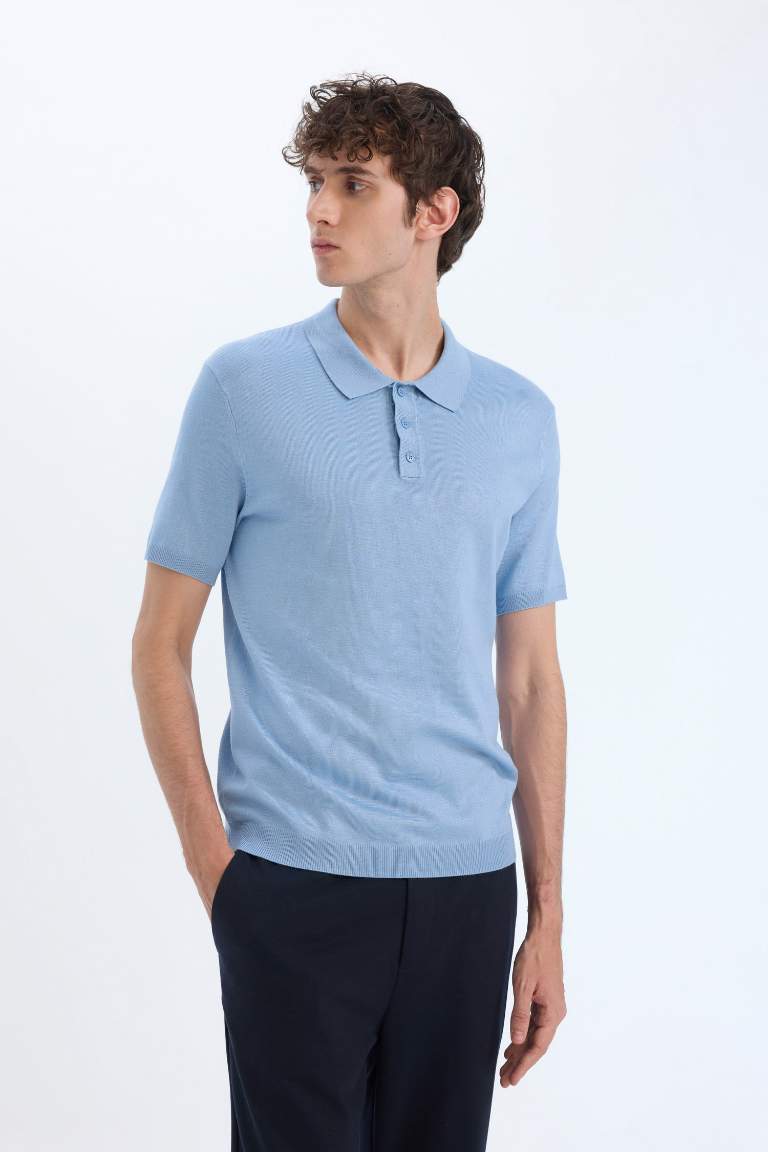 Standard Fit Polo Collar Knitwear Polo T-Shirt