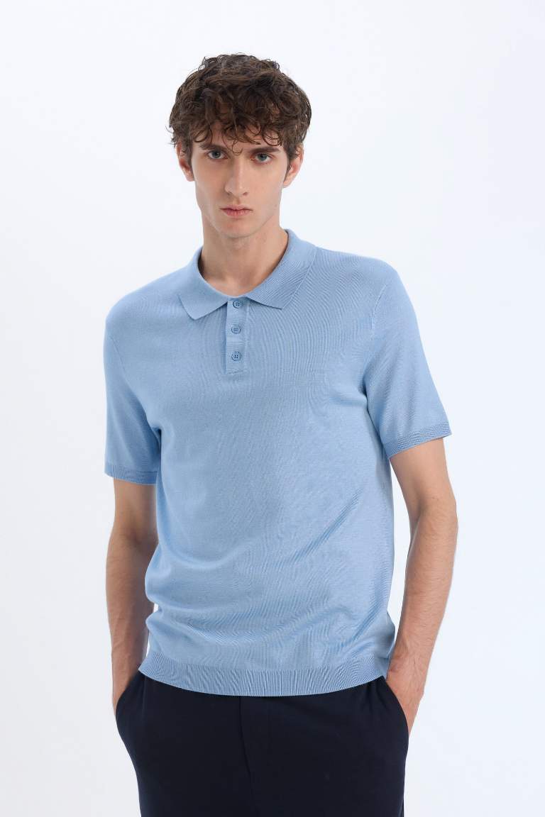 Standard Fit Polo Collar Knitwear Polo T-Shirt