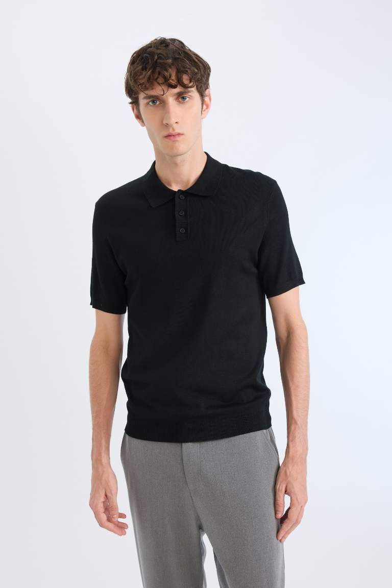 Standard Fit Polo Collar Knitwear Polo T-Shirt