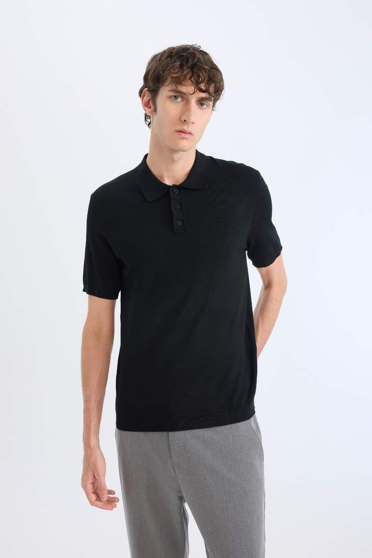 Standard Fit Polo Collar Knitwear Polo T-Shirt