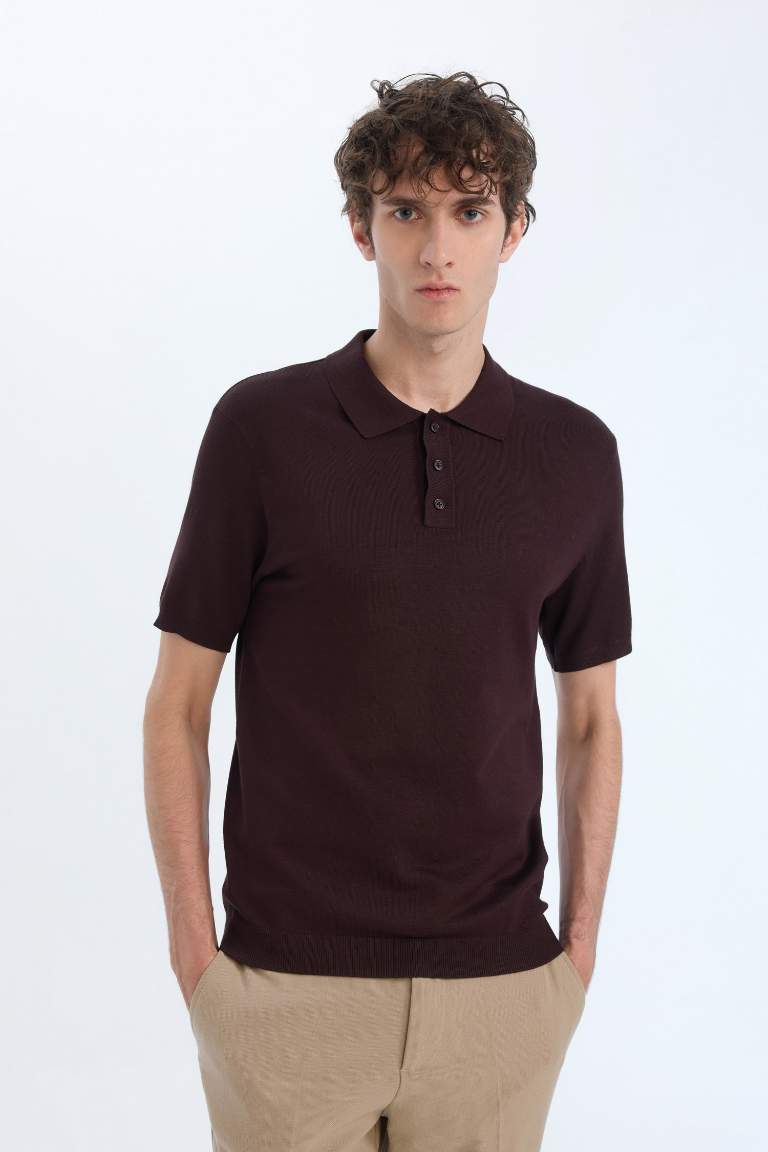 Standard Fit Polo Collar Knitwear Polo T-Shirt