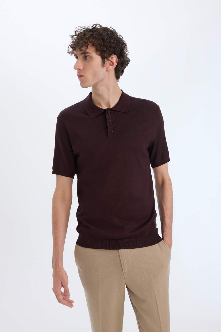 Standard Fit Polo Collar Knitwear Polo T-Shirt