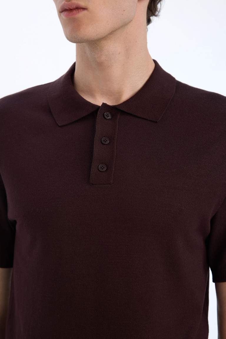 Standard Fit Polo Collar Knitwear Polo T-Shirt