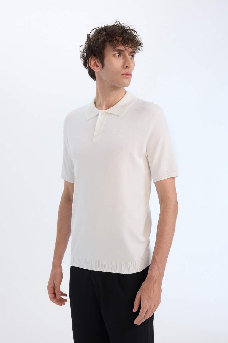 Standard Fit Polo Collar Knitwear Polo T-Shirt