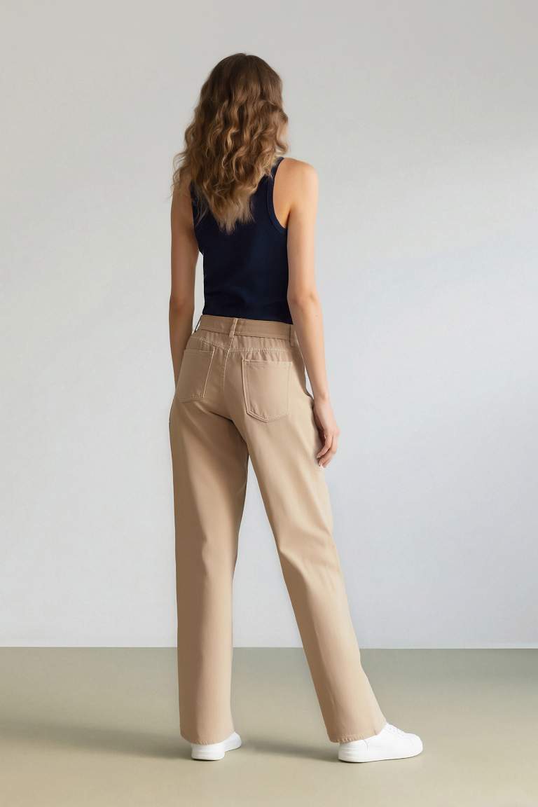 Coool Gabardin Palazzo Pantolon Wide Leg Yüksek Bel Geniş Bol Paça