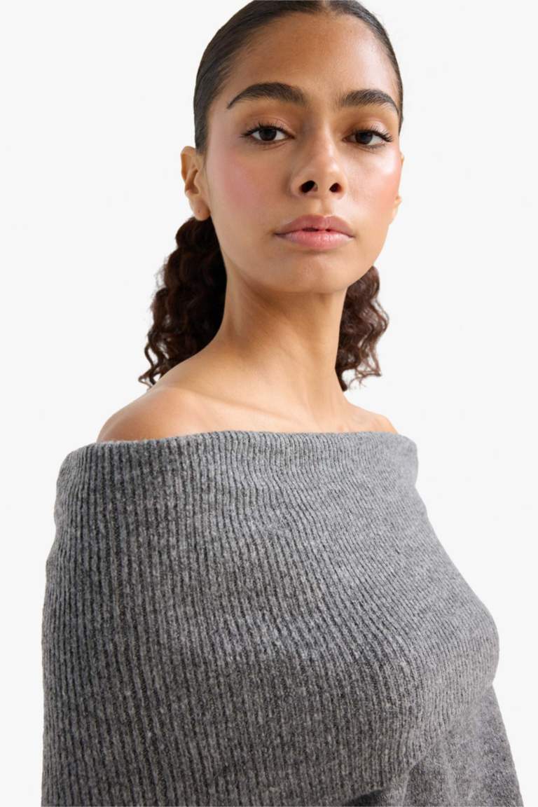 Regular Fit Off Shoulder Knitwear Pullover