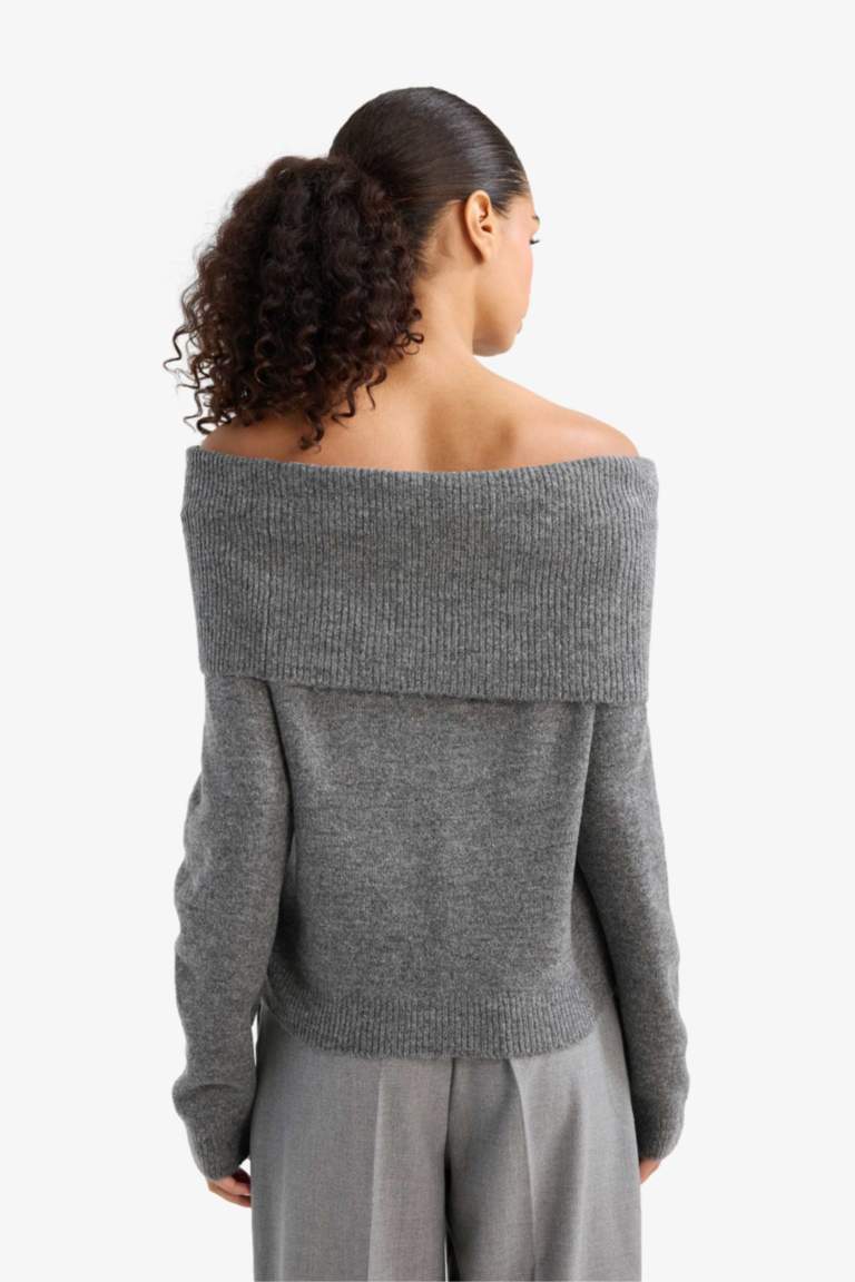 Regular Fit Off Shoulder Knitwear Pullover