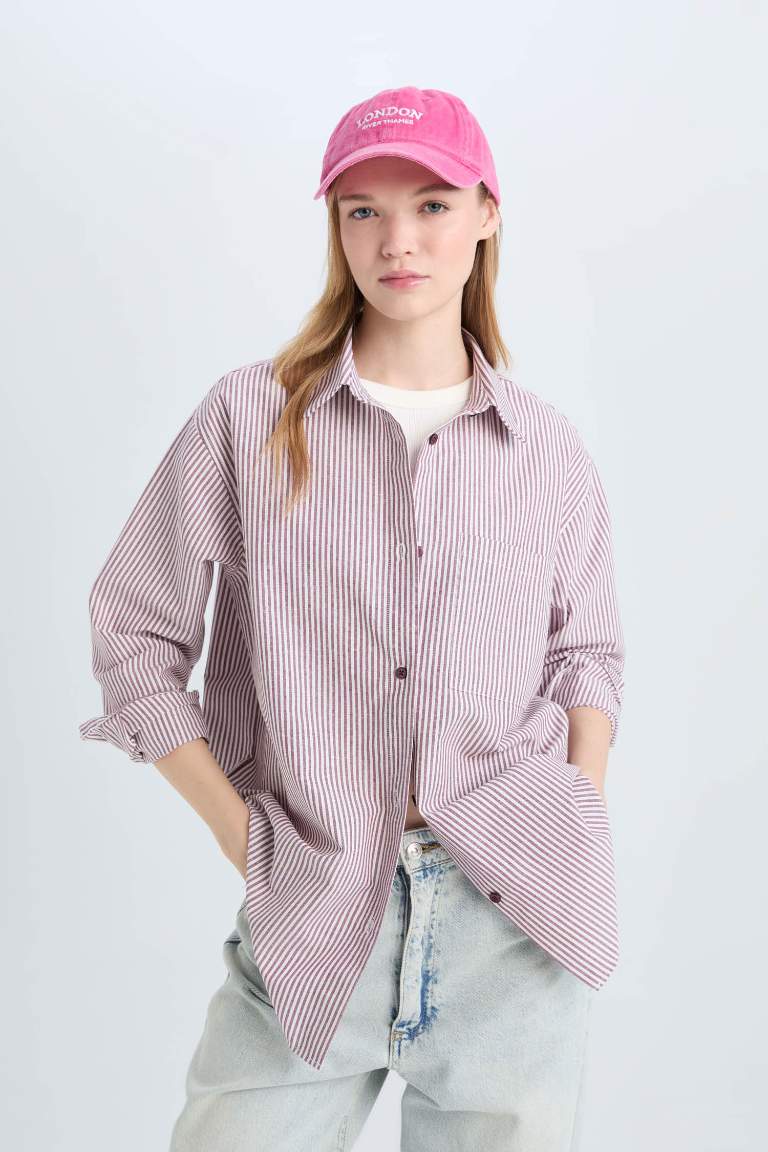 Chemise oxford Oversize rayée à manches longues