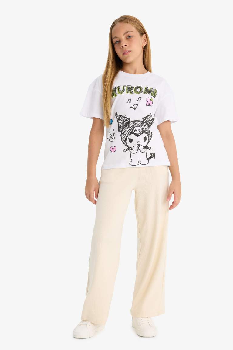 Kız Çocuk Beli Lastikli Wide Leg Geniş Paça Eşofman Altı