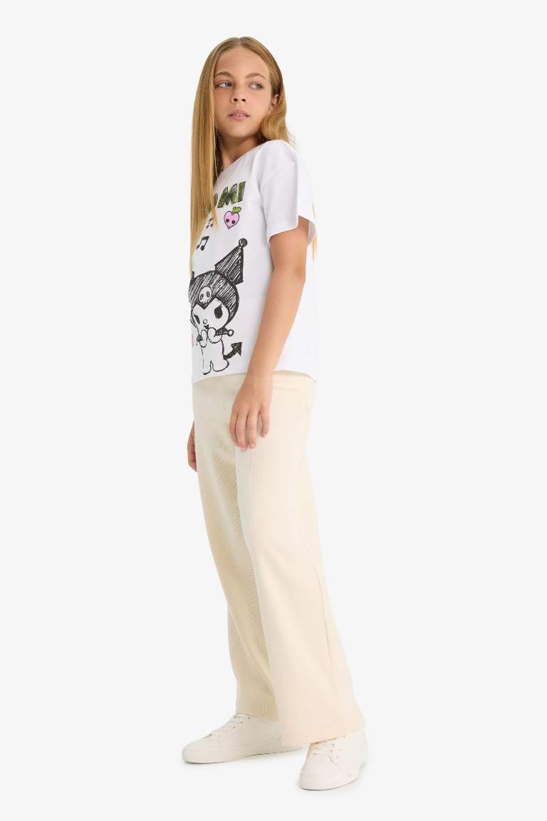 Kız Çocuk Beli Lastikli Wide Leg Geniş Paça Eşofman Altı