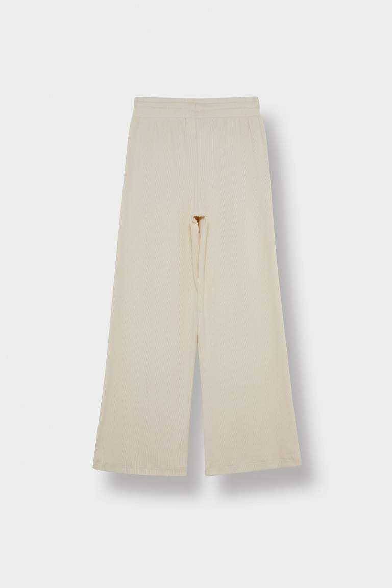 Kız Çocuk Beli Lastikli Wide Leg Geniş Paça Eşofman Altı
