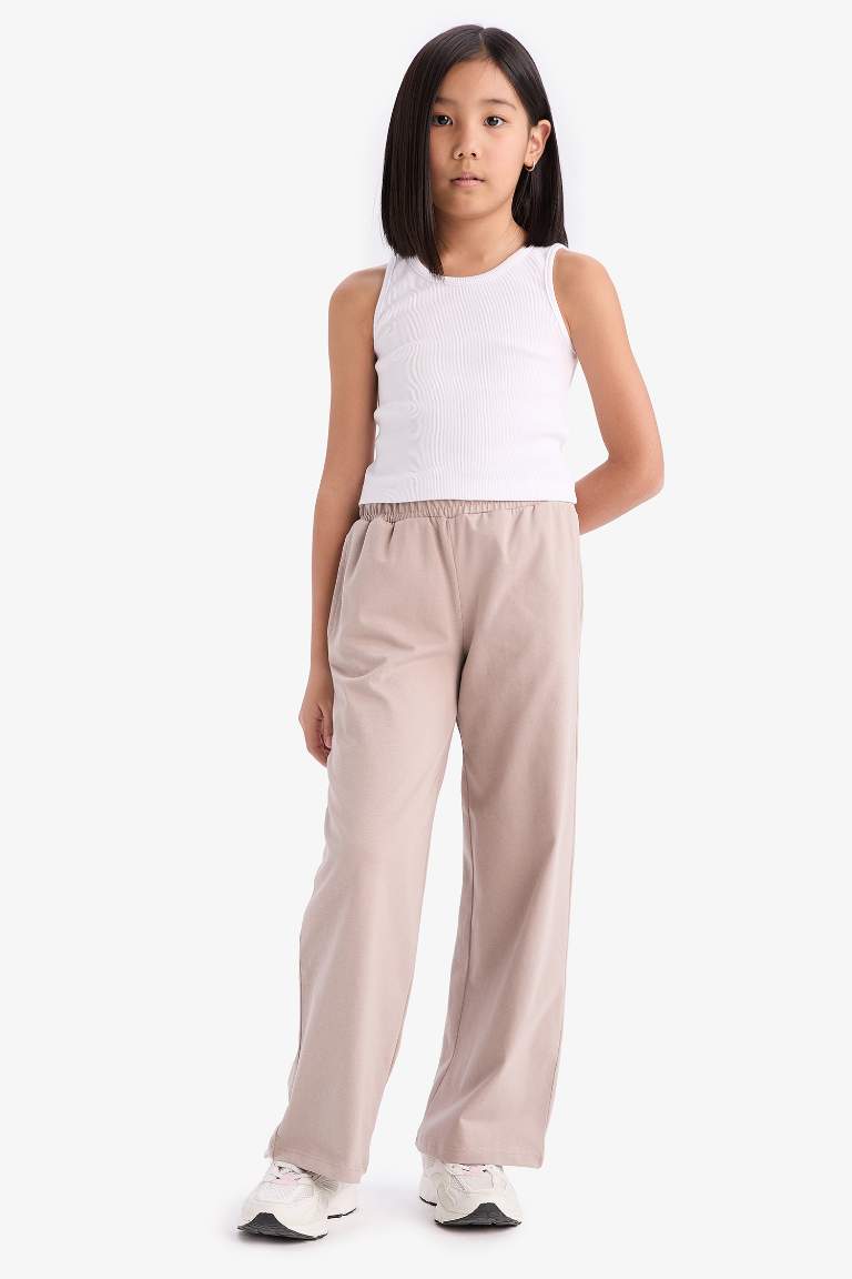 Girl Elastic Waist Wide Leg Trousers